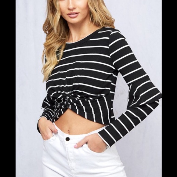 Peach Love California Striped Knit Crop Top - Picture 6 of 8
